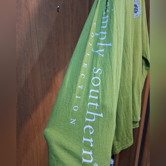 Simply Southern Olive Long Sleeve Shirt With "Messy Life Messy Bun Dont Care". - Picture 4 of 10